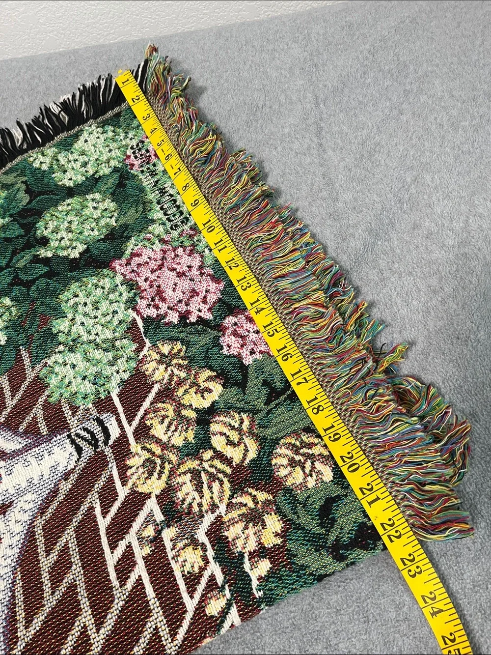 Goodwin Weavers Garden Throw Blanket Fringe Friend Floral Cat Cottagecore Cotton